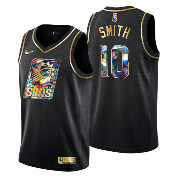 Men's Phoenix Suns #10 Jalen Smith 2021/22 Black Golden Edition Diamond Logo 75th Anniversary Stitched Basketball Jersey